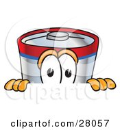 Clipart Illustration Of A Battery Mascot Cartoon Character Peeking Over A Surface by Toons4Biz