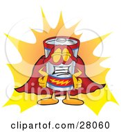Clipart Illustration Of A Battery Mascot Cartoon Character Dressed As A Super Hero by Toons4Biz