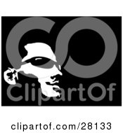 Clipart Illustration Of A Mans Face In Black And White With Shades Over His Eyes