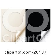Clipart Illustration Of Black And Off White Blank Pages With Curling Corners by KJ Pargeter