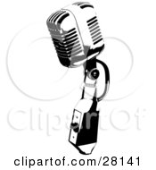 Clipart Illustration Of A Vintage Black And White Microphone Speaker