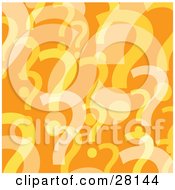 Poster, Art Print Of Background Of Yellow And White Question Marks Over Orange