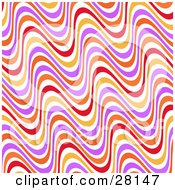 Poster, Art Print Of Background Of Wavy Orange Purple Red Yellow And White Lines