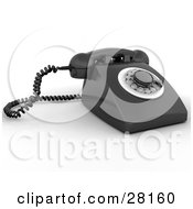 Clipart Illustration Of A Black Rotary Landline Desk Phone by KJ Pargeter