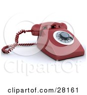 Red Rotary Landline Desk Phone