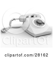 Clipart Illustration Of A White Rotary Landline Desk Phone