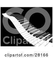 Clipart Illustration Of A Waving Piano Keyboard With White And Black Keys Over A Black Background by KJ Pargeter