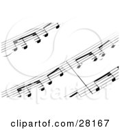 Poster, Art Print Of Closeup Of Sheet Music With Notes In Black And White