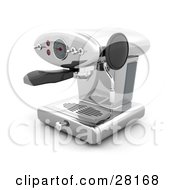 Clipart Illustration Of A Chrome Espresso Maker Machine Over A White Background by KJ Pargeter