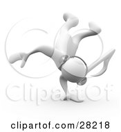 Clipart Illustration Of A White Person With A Music Note Head Listening To Tunes Through Headphones And Break Dancing Balancing On His Hand by 3poD