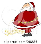 Poster, Art Print Of Santa Writing Bah Humbug Text With His Yellow Urine In The Snow