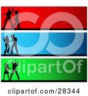 Green Blue And Red Website Header Banners With Silhouetted Dancers