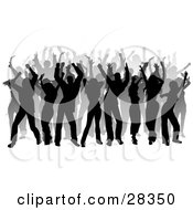 Poster, Art Print Of Black And Gray Silhouetted Dancers At A Party