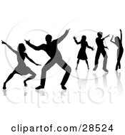 People Dancing Silhouetted With Reflections