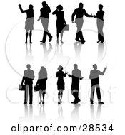 Clipart Illustration Of Black Silhouetted Business Men And Women In Different Poses by KJ Pargeter