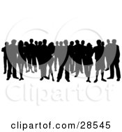 Clipart Illustration Of A Crowd Of Black Silhouetted People Standing Over White