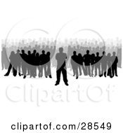 Clipart Illustration Of A Large Crowd Of Black And Gray Silhouetted People by KJ Pargeter