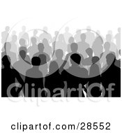 Clipart Illustration Of Rows Of Silhouetted People In A Crowded Audience