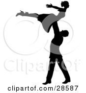Clipart Illustration Of A Black Silhouetted Ballroom Dancing Couple The Man Lifting The Woman Above His Head by KJ Pargeter #COLLC28587-0055