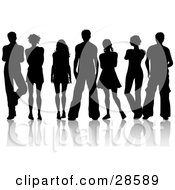 Poster, Art Print Of Seven Men And Women Silhouetted In Black With A White Background