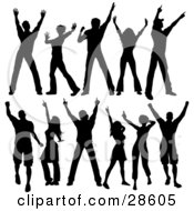 Clipart Illustration Of A Silhouette Set Of Black People In Dance Poses