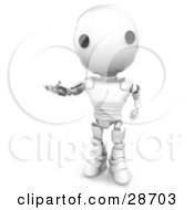 Friendly White Ao-Maru Robot Holding One Hand Out While Gesturing