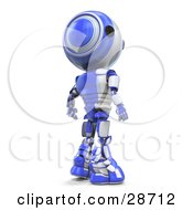 Suspicious Blue Ao-Maru Robot Looking Back Over His Shoulder