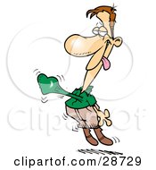 Clipart Illustration Of A Smitten Love Struck Caucasian Man With His Heart Pounding Out Of His Chest Floating In The Air With His Tongue Hanging Out by toonaday