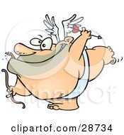 Clipart Illustration Of A Gross Chubby Cupid Smoking A Cigar While Flying With A Bow And Arrow by toonaday