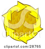 Clipart Illustration Of A Circle Of Yellow Arrows Around A Textured Yellow Center