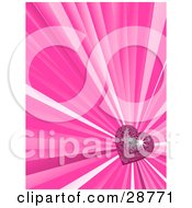 Poster, Art Print Of Vertical Bursting Pink Background With A Shiny Pink Disco Heart