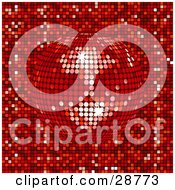 Clipart Illustration Of A Sparkling Red Mirror Disco Ball Spinning Over A Mosaic Background by elaineitalia