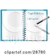 Clipart Illustration Of A Pen Writing An Organized To Do List In An Open Spiral Notebook