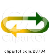Poster, Art Print Of An Oval Of Gradient Green And Yellow Arrows Moving In A Clockwise Motion