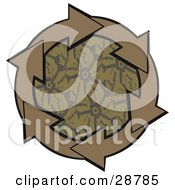 Poster, Art Print Of Circle Of Brown Arrows Around A Patterned Center