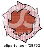 Circle Of Pink Plaid Arrows Around A Red Plaid Center