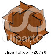 Poster, Art Print Of Circle Of Brown Wood Arrows With Bolts Around A Wood Grain Center