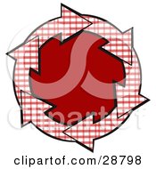 Poster, Art Print Of Circle Of Red And White Plaid Arrows Around A Solid Red Center