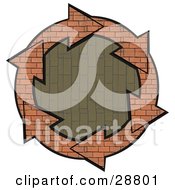Poster, Art Print Of Circle Of Brick Arrows Around A Vertical Patterned Brick Center