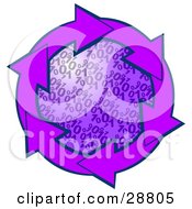 Poster, Art Print Of Circle Of Purple Arrows Around A Binary Coding Center