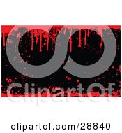 Poster, Art Print Of Black Background With Grunge Splatters Bordered By Dripping Red Blood