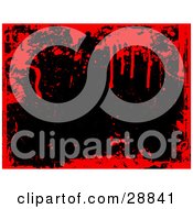 Clipart Illustration Of A Red Blood And Grunge Dripping And Bordering A Black Background
