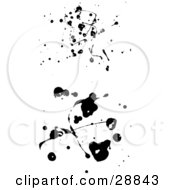 Clipart Illustration Of Two Black Ink Blots And Drips On A White Background