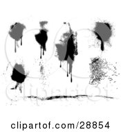 Clipart Illustration Of A Black And White Set Of Different Styled Dripping Splatters by KJ Pargeter
