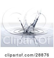 Clipart Illustration Of A Splash Of Water With Droplets Extending From The Top A Reflection And Circles On The Surface by Tonis Pan