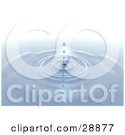 Poster, Art Print Of Blue Droplets Falling Into Concentric Circles On The Surface Of Water