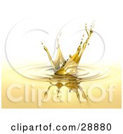 Clipart Illustration Of A Golden Splash With Droplets At The Ends A Reflection And Circles On The Surface