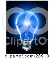 Poster, Art Print Of Electric Light Bulb Glowing With Blue Light Symbolizing Inspiration And Creativity