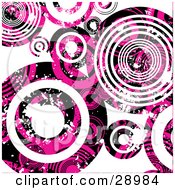 Retro Background Of Pink And White Grunge Circles On White