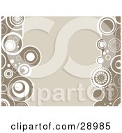 Poster, Art Print Of Beige Background Bordered By Retro Circles Of Brown And White On The Sides